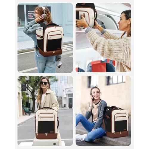 LOVEVOOK Travel Backpack for Women with Shoes Compartment,40L Personal Item Travel Bag Flight Approved Carry On Backpack with 2 Packing Cubes,Large Casual Weekender Luggage Daypack