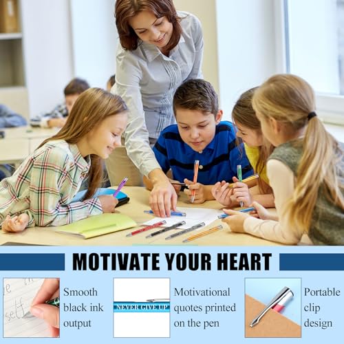 Sherr 100 Pcs Ballpoint Pens Motivational Inspirational Quotes Metal Pen Bulk Employee Appreciation Gifts Encouraging Writing Black Ink for Student Coworker Teacher Office (Go for It)