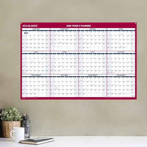 AT-A-GLANCE 2026 Wall Calendar, Monthly, 24" x 36", Extra Large, Paper, Reversible, Vertical-Horizontal (PM2122826)