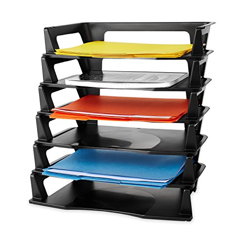 Rubbermaid Regeneration 6-Tier A4 Document Letter Tray Set, Black, Recycled Plastic