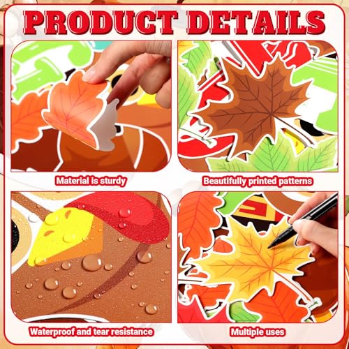 Pajean 65 Pcs Thanksgiving Classroom Decorations Thanksgiving Turkey Bulletin Board Set 3D Fall Turkey Classroom Decoration with Paper Fans for Thanksgiving Autumn Harvest School Chalkboard Wall Decor