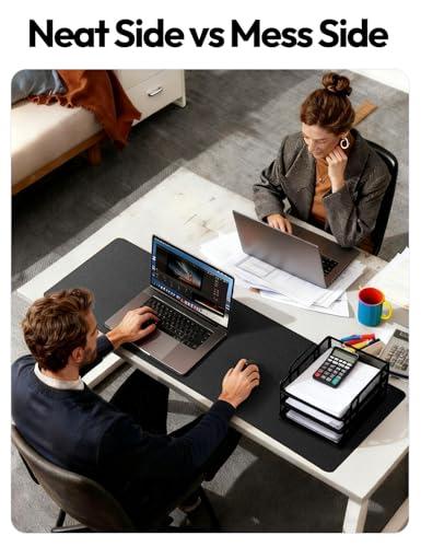 YSAGi Black Leather Desk Protector 31.5 x 15.8 Inch Non-Slip Large Mouse Pad