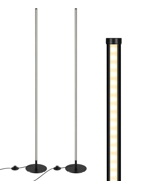 DEWENWILS Floor Lamp, Set of 2 LED Corner Light Works with Foot Switch, 1100 Lumen Dimmable Floor Lamp with 3000K Warm White, 57.5" Tall Standing Lamp for Living Room, Bedroom, Office (Black)