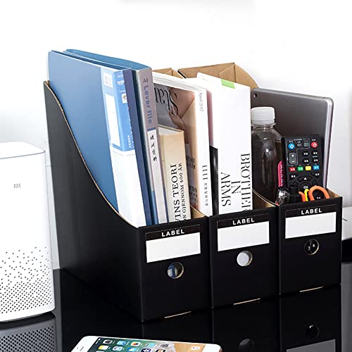 Fiyerna 15 Matte Black Foldable Desk File Holder Organizer with Blank Label Stickers