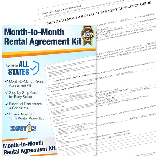 Month-to-Month Rental Agreement Kit with 3 Blank Forms & Reference Guide
