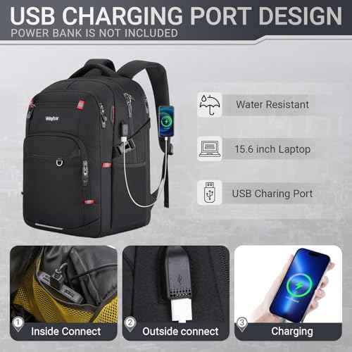 40L Expandable Laptop Backpack, Anti-thief Travel Backpack with USB Charging Port, Airline Approved Business Waterproof Carry on Luggage, Fits 15.6" Laptop for Men Women