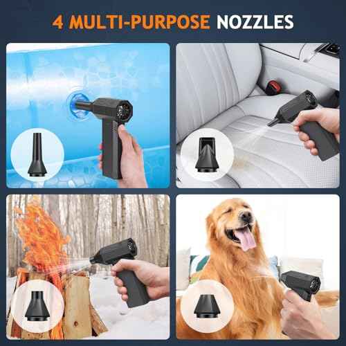 Compressed Air Duster - 110000RPM Powerful Electric Air Duster, 3 Gear Adjustable Cordless Air Blower, Rechargeable Dust Cleaner for Keyboard, Computer, Home, Outdoor, Car