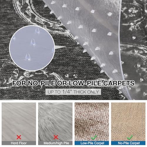 Chair Mat for Carpet, 46" x 60" Desk Chair Mat for Carpeted Floors, Non-Slip Office Vinyl Mat for Carpet with Studded, Easy Glide Heavy Duty Floor Protector Mat for Home Office, Clear