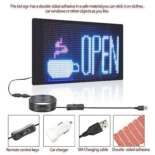 Leadleds 5V Bluetooth Programmable LED Matrix Panel, Flexible USB-Powered Scrolling Message Board with Custom Text & Animation, App Control for Advertising, Store, Bar, Car, Home Decor