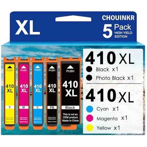 410XL Ink Cartridges Remanufactured for Epson 410XL 410 XL T410XL to use with Expression XP-640 XP-830 XP-7100 XP-530 XP-630 XP-635 (Black, Cyan, Magenta, Yellow, Photo Black) 5 Pack