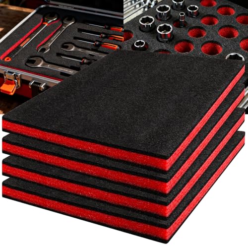STEFORD 4 Pack 16×12×1 inch Tool Box Foam, Polyethylene Shadow Kaizen