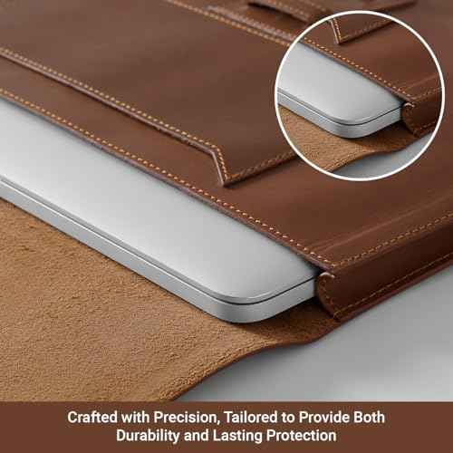 BEVEL & AWL 100% Full Grain Cow Leather Laptop Sleeve for Pro 16 Inch Case for Model 2021-2024, Handcrafted