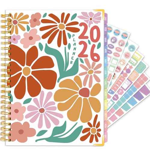 GuassLee Planner 2026 Daily Weekly and Monthly - A5 Planner from January 2026-December 2026, 6.1"x8.4" Aesthetic Agenda Planning Book with Back Pocket, Stickers, Coated Tabs, A5 Size