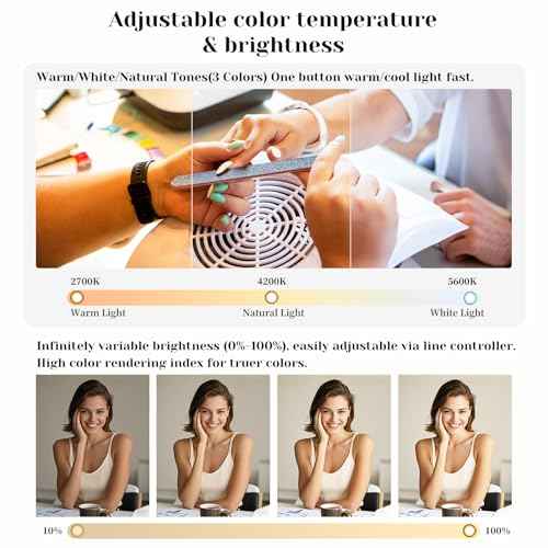 31.5 in Half Moon Light for Nail Desk, Lash Light for Eyelash Tech, Manicure, Makeup, Tattoo, Spa, Salon, Nail Tech Lamp with Stepless Dimming & Color, White Rhinestones