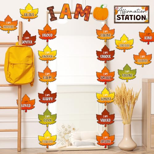Frienda Fall Leaves Affirmation Bulletin Board Set - 25 Pieces Classroom Decor
