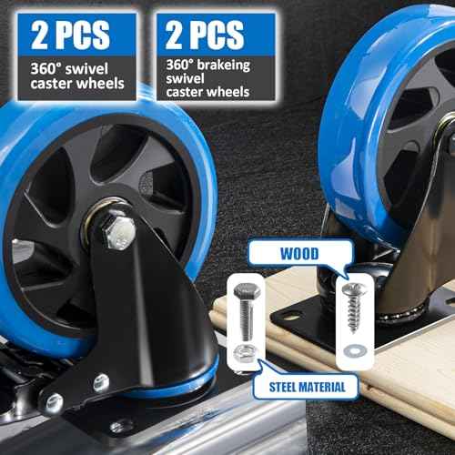 Swivel Caster Wheels Set of 4,5 Inch Casters Wheels for Carts Heavy Duty,Locking Caster Wheels for Furniture and Workbench.