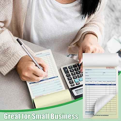 Lincia 18 Pads Sales Order Books 2 Part Carbonless (White/Canary Yellow) Receipt with Carbon Copies Cover Receipt Form Invoice 50 Sets Per Book (4.18 x 7.2 Inch/ 10.6 x 18.3 Cm)