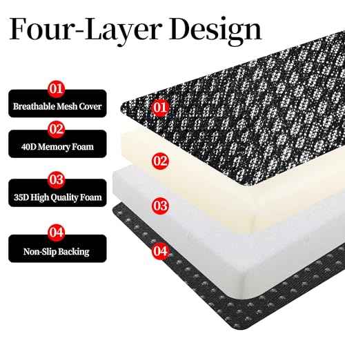MABOZOO Extra Thick Chair Cushions,Office Chair Booster Seat Cushion to Raise Seat Height for Pain Relief,18 x 16 x 6 inch Non Slip Memory Foam Thick Cushion with Carry Handle£¨Black£©
