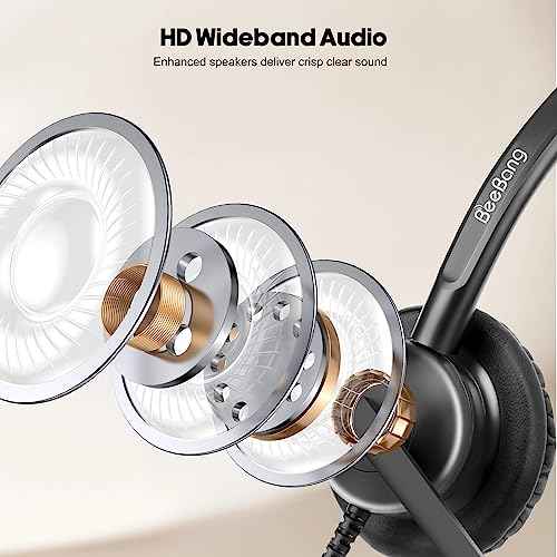 Phone Headset with Microphone Noise Cancelling & Mic Mute, RJ9 Telephone Headsets for Call Center Landline Deskphone, for Cisco Office Phones 7940 7942 7945 7960 7962 7965 7811 7821