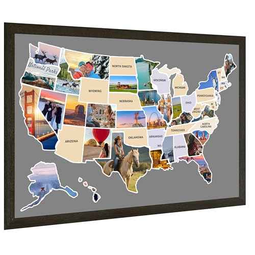 USA Photo Map,50 States Travel Map for Couples,Includes Photo Maker 24 X 36 In,United States for Travel Tracking,US Maps for Wall D?Cor,Gift for Traveling Lovers,Retirees,Adventurers,Mom(Unframed)