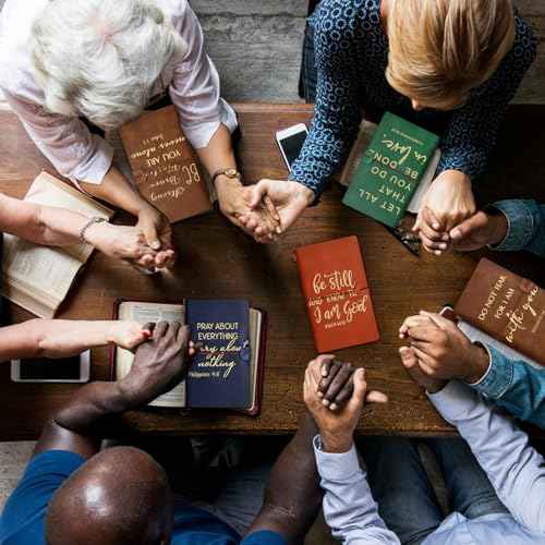 Tinlade 12 Pcs Christian Inspirational Religious Leather Journal A6 Notebook Refillable Lined Journal Appreciation Gift for Pastor Appreciation Halloween Church Men Sunday School Teacher(Classic)