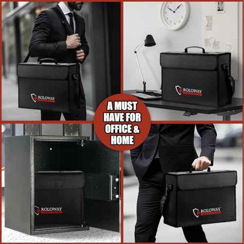 ROLOWAY Large Fireproof Bag 5200¢µ Heat Insulated (17 x 12 x 5.8 inches), Fireproof Document Bag for Cash Safe and Document Safe