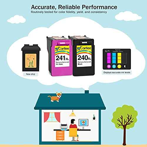 Cartlee Remanufactured Ink Cartridge Replacement for Canon PG-240XL 240 XL CL-241XL 241 XL PIXMA MX472 MX452 MG3220 MG3520 MX432 MX439 MX512 MG3620 MG2120 MX459 MG3600 MX479 (1 Black, 1 Color)