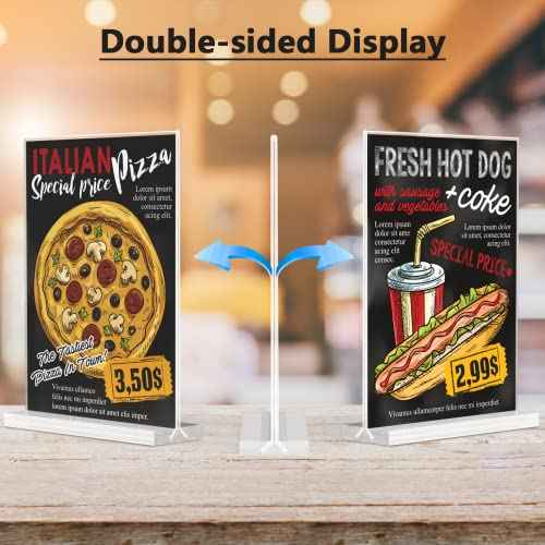 MaxGear Acrylic Sign Holder 8.5x11 Inches 10 Pack, Double Sided Clear Display Stand Table Top Paper Holder, Vertical Menu Flyer Stand, Plastic Frame for Stores, Restaurants, Hotels, Office