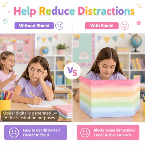 24 Pack Classroom Desk Privacy Shields - Folding Study & Test Dividers