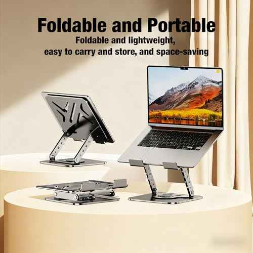 Laptop Stand, Laptop Stand for Desk with 360¡Æ Rotating Base, Ergonomic Laptop Riser for Desk with Adjustable Height, Heat Dissipation, Fits with All Laptops 10-17.3"