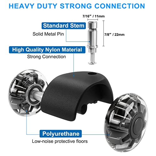 Omyoffice Black 2" Chair Wheels (Set of 5) Heavy-Duty 440 LBS Casters, Quiet Smooth Roll