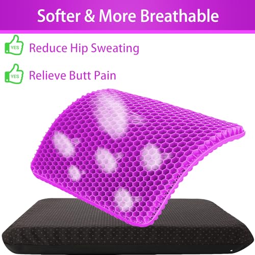 KYSMOTIC Gel Seat Cushion Large & Thick for Long Sitting - Black Cover with Rose Red Cushion