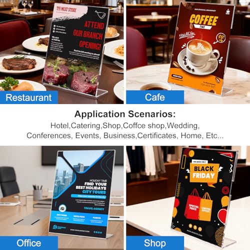 Seencool Slant 15 Pack Acrylic Sign Holders 8.5x11 Display Stands for Tabletop, Flyers, Menus, Office & Restaurant Uses