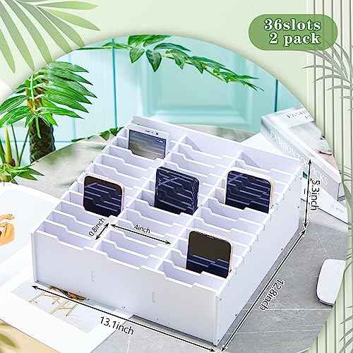 Ctosree 2 Pcs Cell Phone Holder School Desk Calculator Storage Box Holder Case Multifunctional Classroom Caddy Cell Phone Organizer (15.35 x 12.22 x 4.45 Inch)
