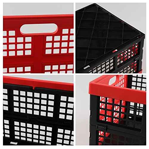 Gloreen 3 Packs 35 Quart Folding Crate Basket, Collapsible Storage Milk Crates