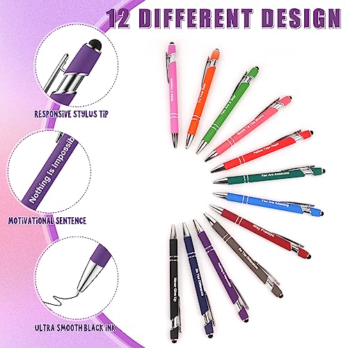 96 Pcs Bulk Motivational Pens Inspirational Notepads Set, Small Pocket Motivational Quote Notebooks and Ballpoint Pens, Mini Journals Gift Set for Kids Students Teachers School Office Prizes Supplies