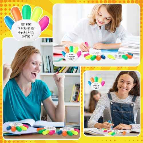 30 Sets Inspirational Christmas Gifts Bulk Petal Highlighter Brush 5 in 1 Multicolor Highlighter for Class Reward Positive Gift Operation Christmas Office Employee (Hand)