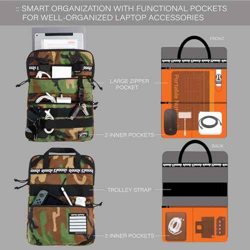 Rough Enough 16 Inch Laptop Case Bag Sleeve for Dual Tablet Storage with Accessory Pocket Handle Shoulder Strap Outdoor Travel Tactical Cordura Camo