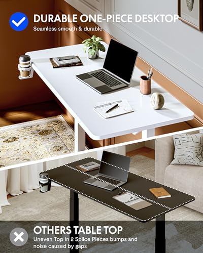 FLEXISPOT H7 Plus White 32-Inch Mobile Pneumatic Standing Desk - Adjustable, No Electricity Needed