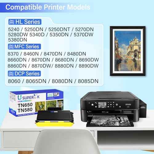 Compatible Toner Cartridge Replacement for Brother TN580 TN650 TN-580 TN550 TN620 TN-650 for MFC-8660DN hl-5370DW HL-5340d 5250DN MFC 8680dn 8480dn 8670dn DCP-8060 8065DN 8085dn Printer 2 Pack-Black