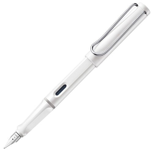 LAMY safari white - Fountain Pen with ergonomic grip & polished steel nib in size M - ideal for any Writing & Calligraphy - including LAMY T 10 blue cartridge - Right-Handed