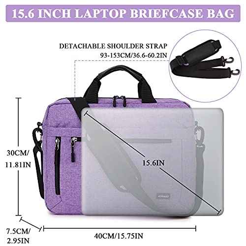 RAVUO Laptop Bag for Women, 15.6 inch Lightweight Shoulder Bag Water Resistant Shockproof Laptop Sleeve Case Business Briefcase with Shoulder Strap Purple