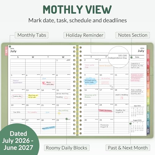 Forvencer 2026-2027 Academic Planner Black 8.5x11 Weekly & Monthly Soft Cover