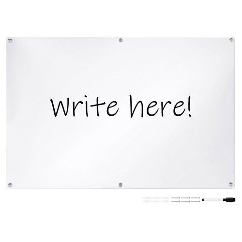 Navaris Acrylic Dry Erase Board - 60 x 90 cm - Clear Memo Board for Wall - Floating Transparent Wipe Board - Wall Mounted Landscape or Portrait - Large