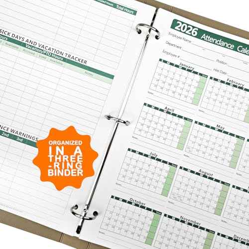 2026 Attendance Calendar Employee Work Record Tracker Attendance Calendar Cards - Each sheet 8.5 X 11 100lb CardStock paper Make (25 sheets -Green)