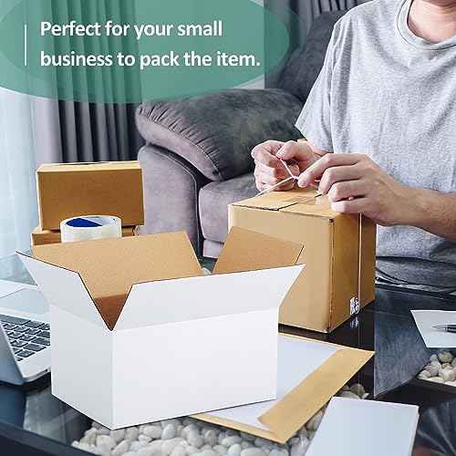 Eupako 10x7x5-Small-Shipping-Boxes-30-Pack-White-Corrugated-Box-Mailers, Cardboard Boxes for Packaging Small Business, Mailing