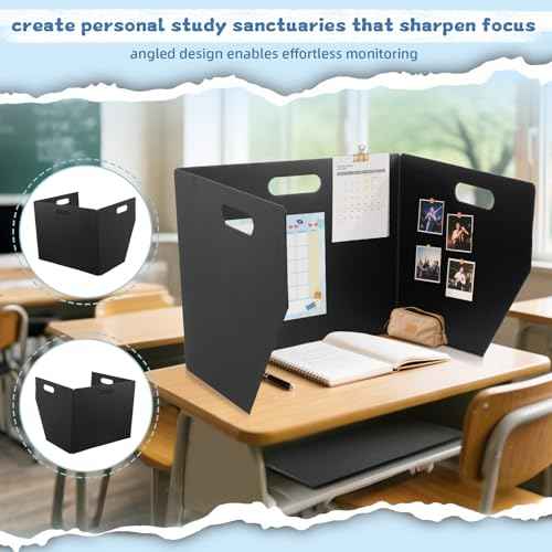 24-Pack Plastic Desk Dividers for Students, Privacy Folders for Students - Durable & Easy-to-Clean Privacy Panels with 40 Labels & Light Holes, Testing Dividers for Classroom - Classroom Must-Haves