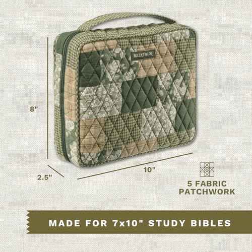 Bella Taylor Quilted Bible Cover for Women - Large Study Bible Case - Heirloom Rose Patchwork