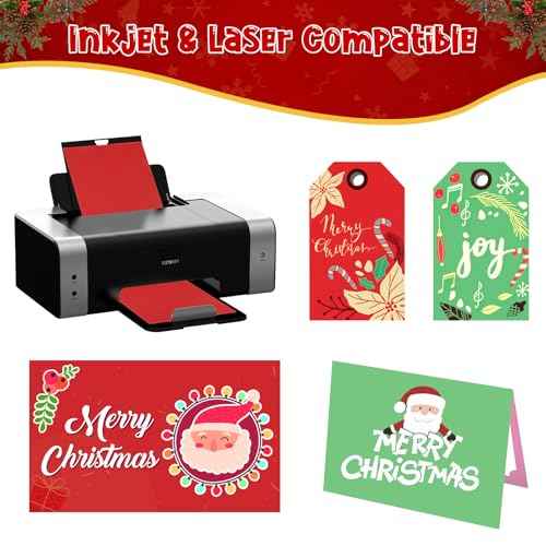 40 Sheets Christmas Cardstock Paper ? 8.5¡¿11" Red & Green Construction Paper, 65 lb Thick Cardstock Paper for DIY Xmas Cards, Invitations, Scrapbooking, Holiday Crafts & Decorations