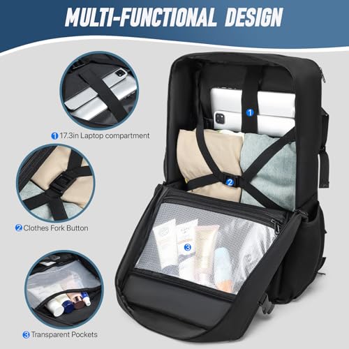 Large Carry on Travel Backpack, 50L Travel Backpack for Men Women Carry On Bags for Airplane fit 17 Inch Laptop, Nylon Duffle Luggage Bag